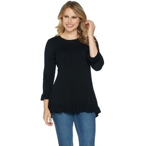 NEW Isaac Mizrahi Live! Peplum Sweater XXS Black